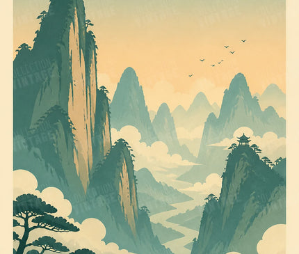 affiches chine monts et nuages