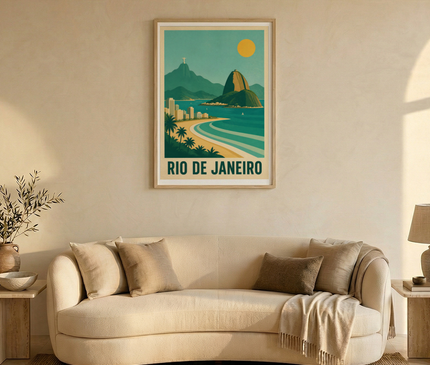 affiche rio de janeiro montagne et océan