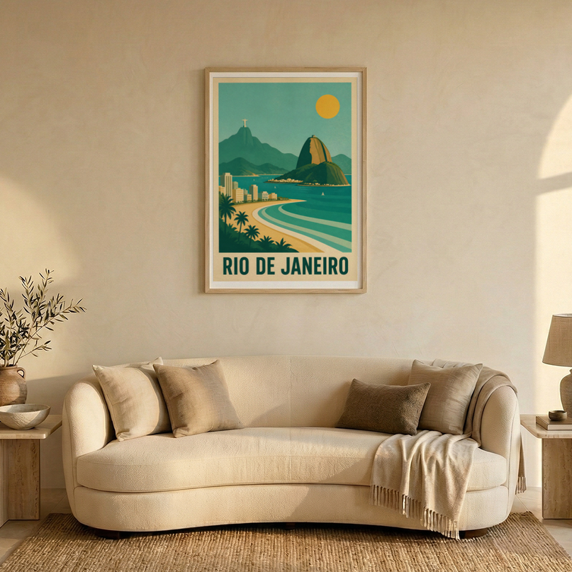 affiche rio de janeiro montagne et océan