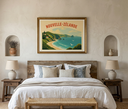 affiche nouvelle-zélande bord de mer