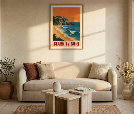 affiche biarritz vintage surf côte des basques