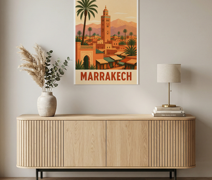 affiche marrakech panorama ville