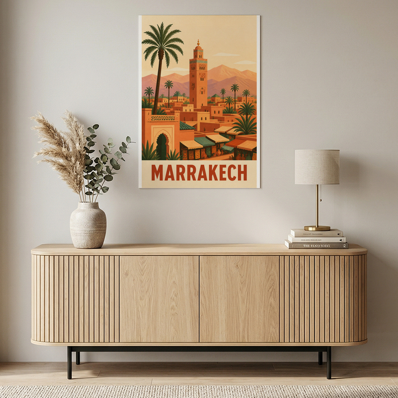 affiche marrakech panorama ville