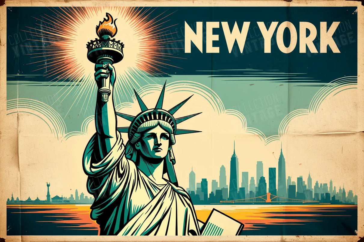 Affiche statue de la liberté vintge