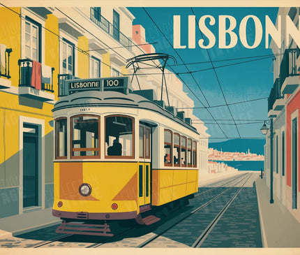 affiche tramway lisbonne ancien