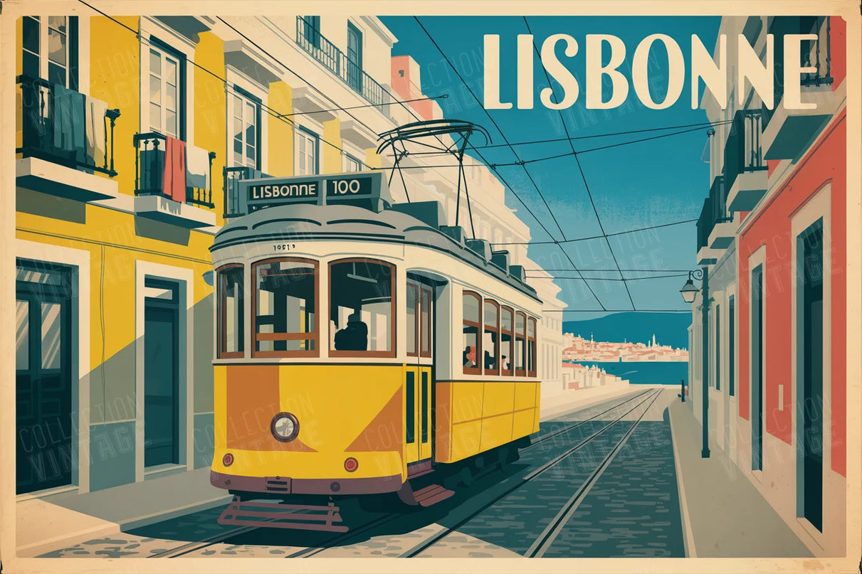 affiche tramway lisbonne ancien