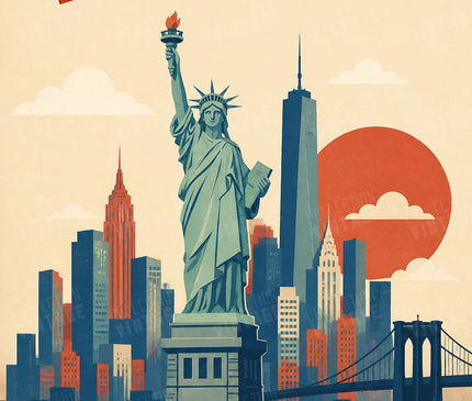 affiche tourisme etats unis style ancien
