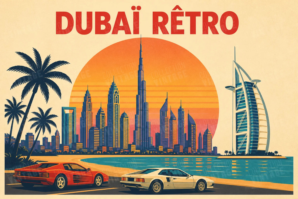 affiche dubaï rétro années 80