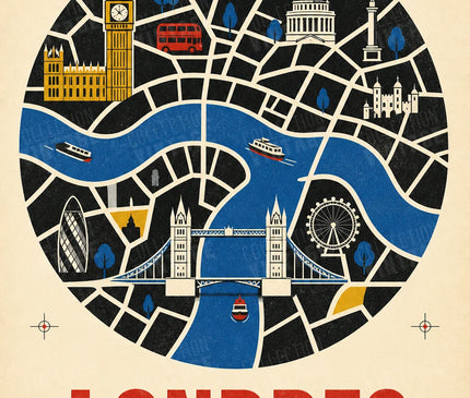 affiche plan londres décoratif