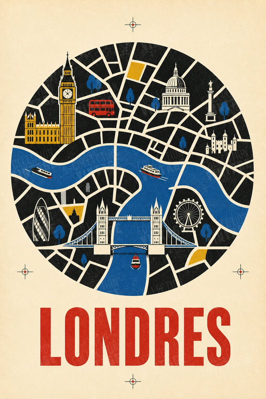 affiche plan londres décoratif