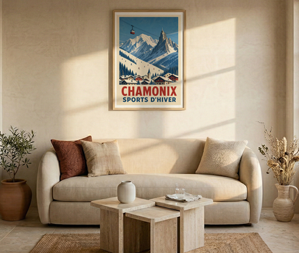 poster vintage chamonix sports d'hiver