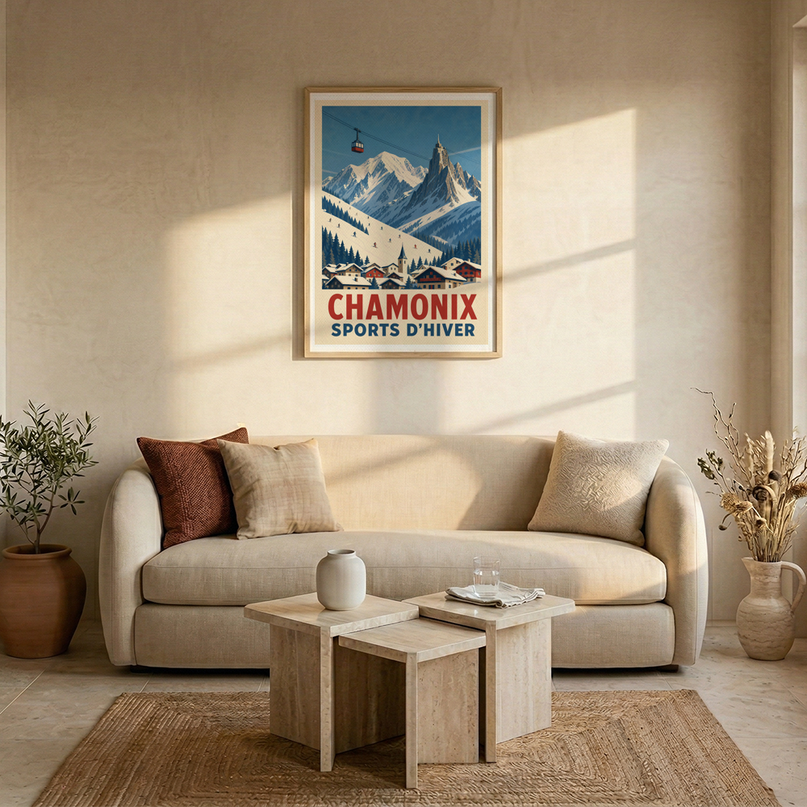 poster vintage chamonix sports d'hiver