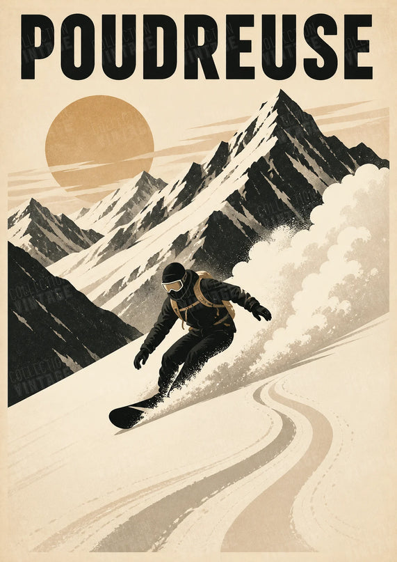 affiche freeride snowboard vintage