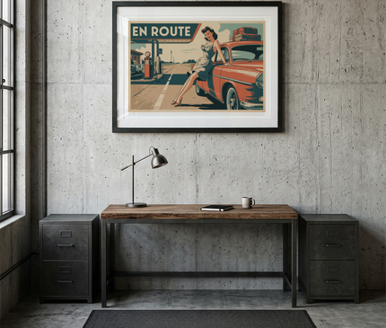 affiche pin up voiture rétro