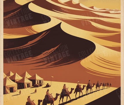 affiche désert du sahara silhouette de dunes