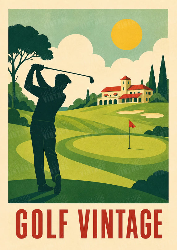 affiche affiche golf colorée vintage