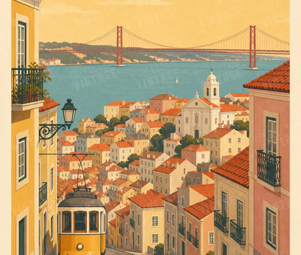 affiche lisbonne vintage panorama ville