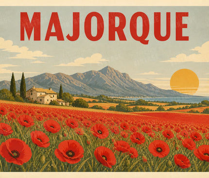 affiche champs de coquelicots majorque