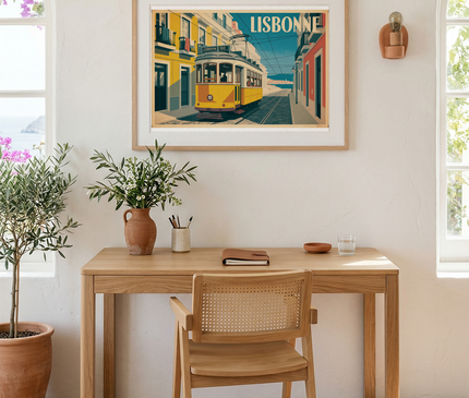 affiche tramway lisbonne ancien