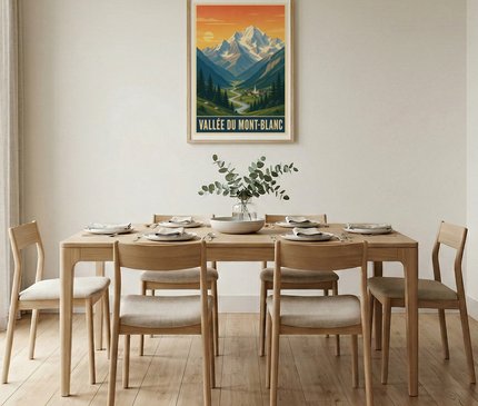 affiche vallée mont blanc vintage
