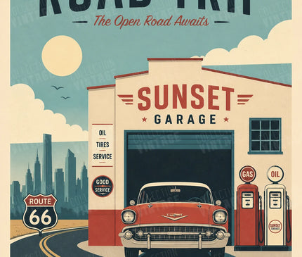 affiche etats unis garage retro vintage