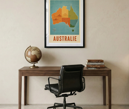 affiche carte géographique australie