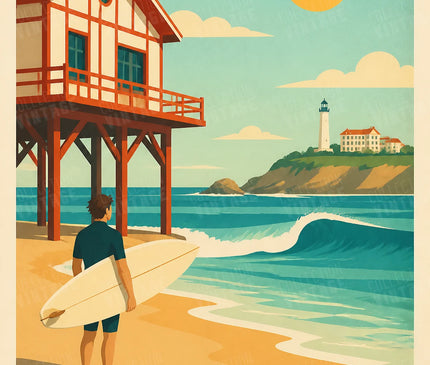 affiche surf biarritz déco maison de plage