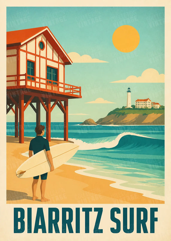 affiche surf biarritz déco maison de plage