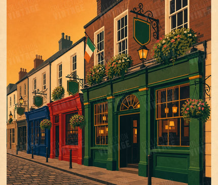 affiche pubs traditionnels dublin vintage