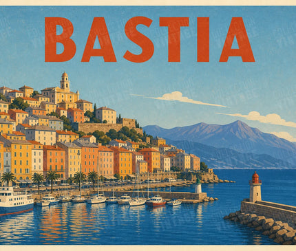 affiche bastia poster retro couleur