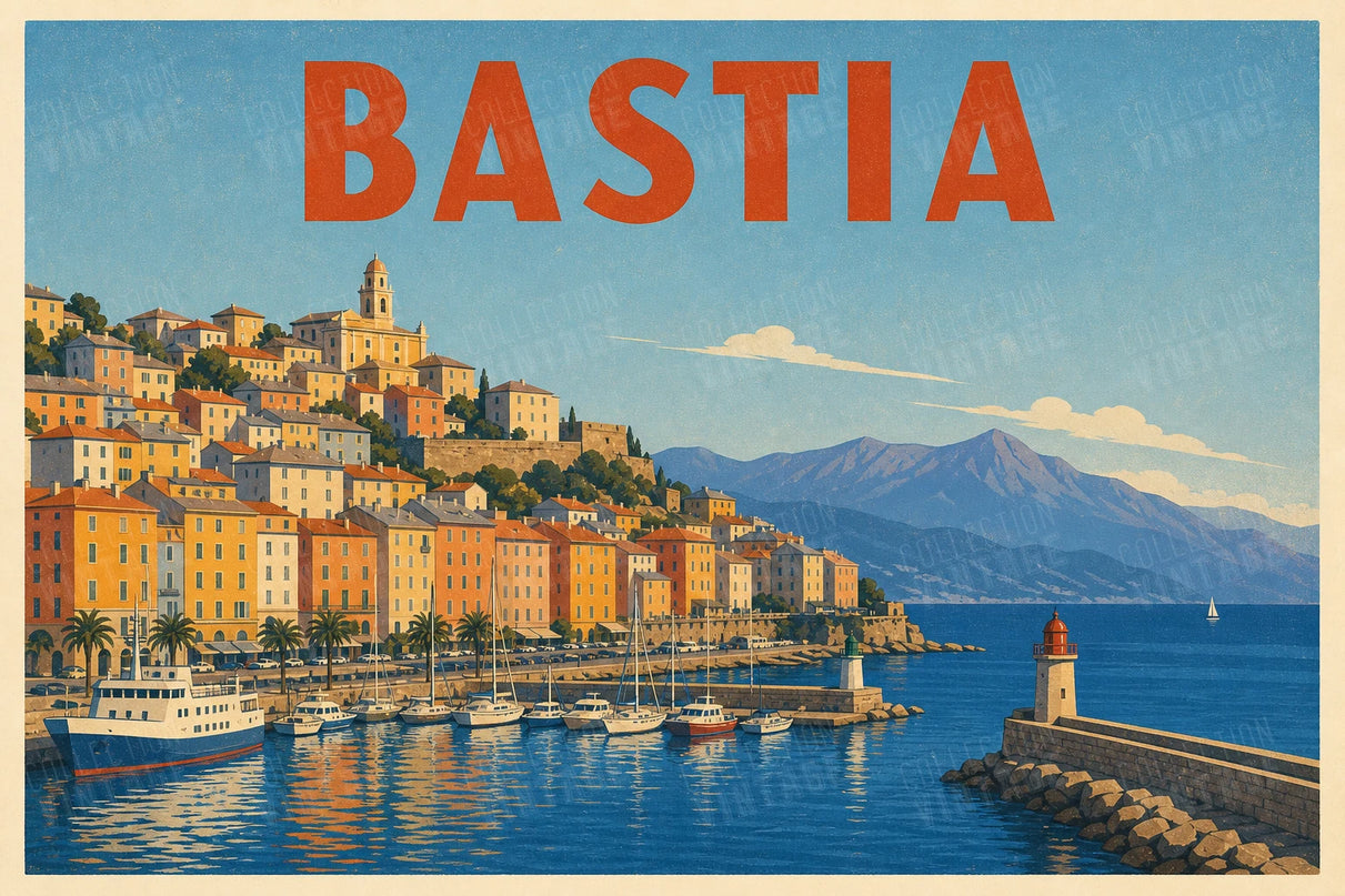 affiche bastia poster retro couleur