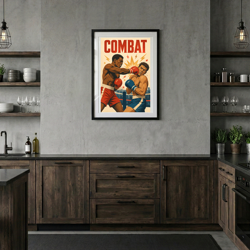 affiche combat boxe retro