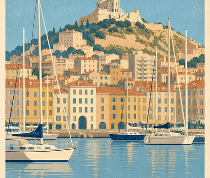 poster vintage marseille port de plaisance
