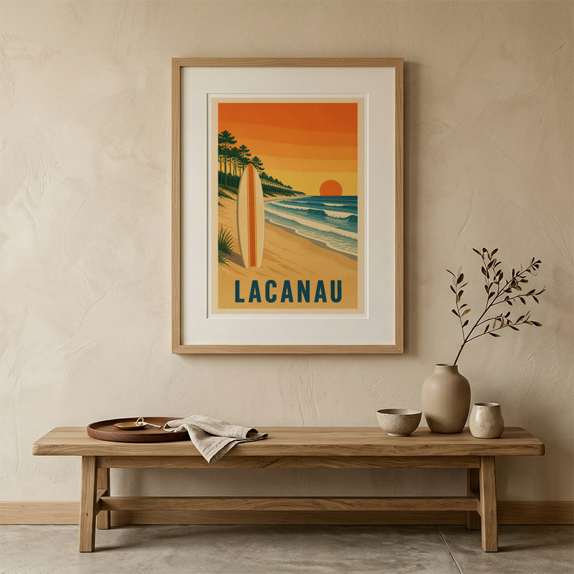 Affiche Lacanau Vintage