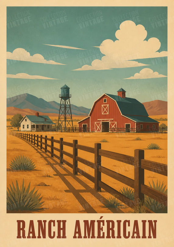 affiche ranch americain vintage