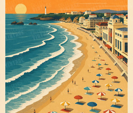 affiche biarritz grande plage vue aérienne
