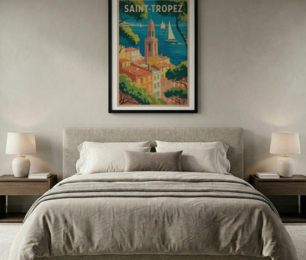 affiche saint tropez inspiration annees 60