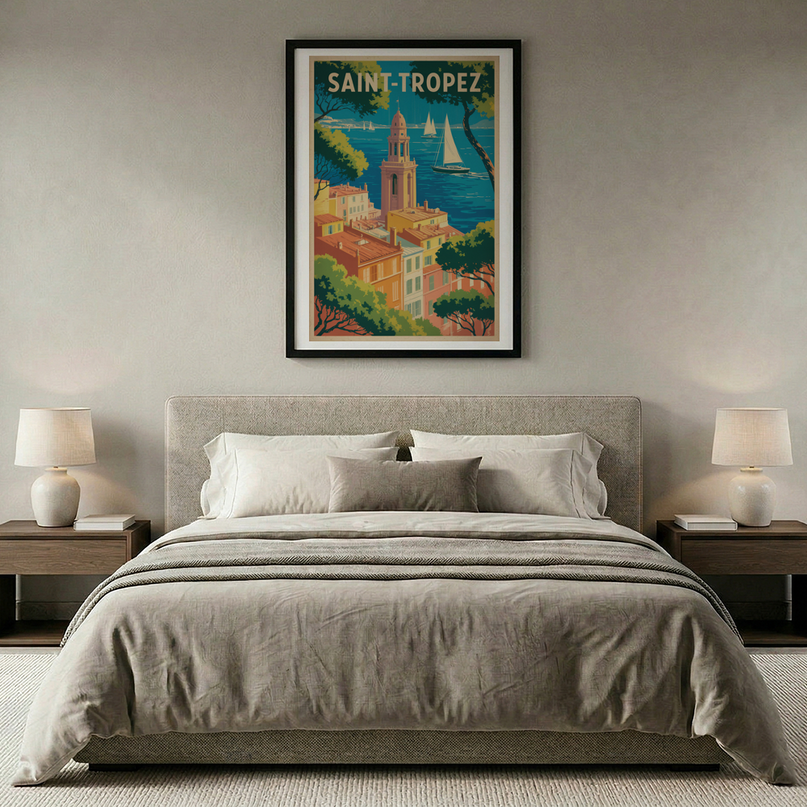 affiche saint tropez inspiration annees 60