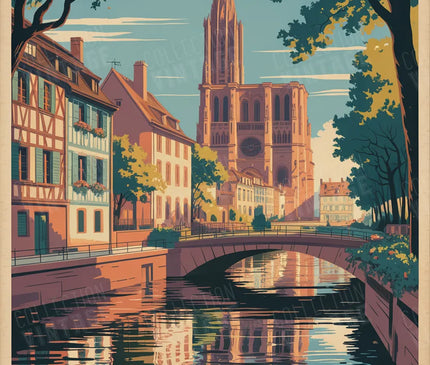 affiche strasbourg reflet dans l’eau