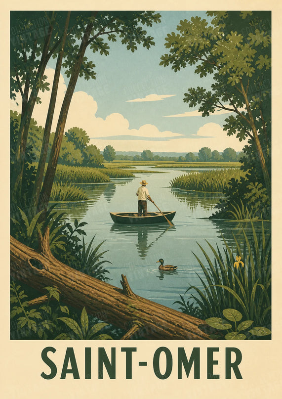 affiche saint-omer nature et marais vintage