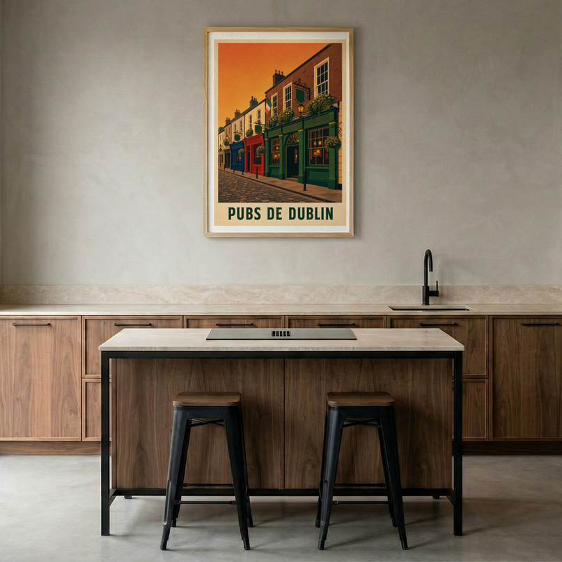 affiche pubs traditionnels dublin vintage