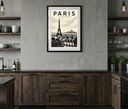 poster vue de paris noir et blanc