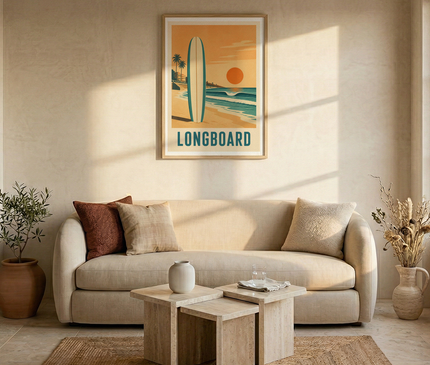 poster longboard surf vintage