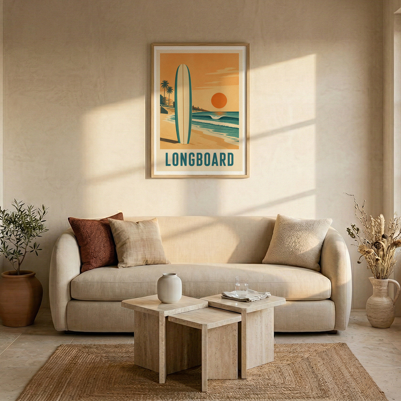 poster longboard surf vintage
