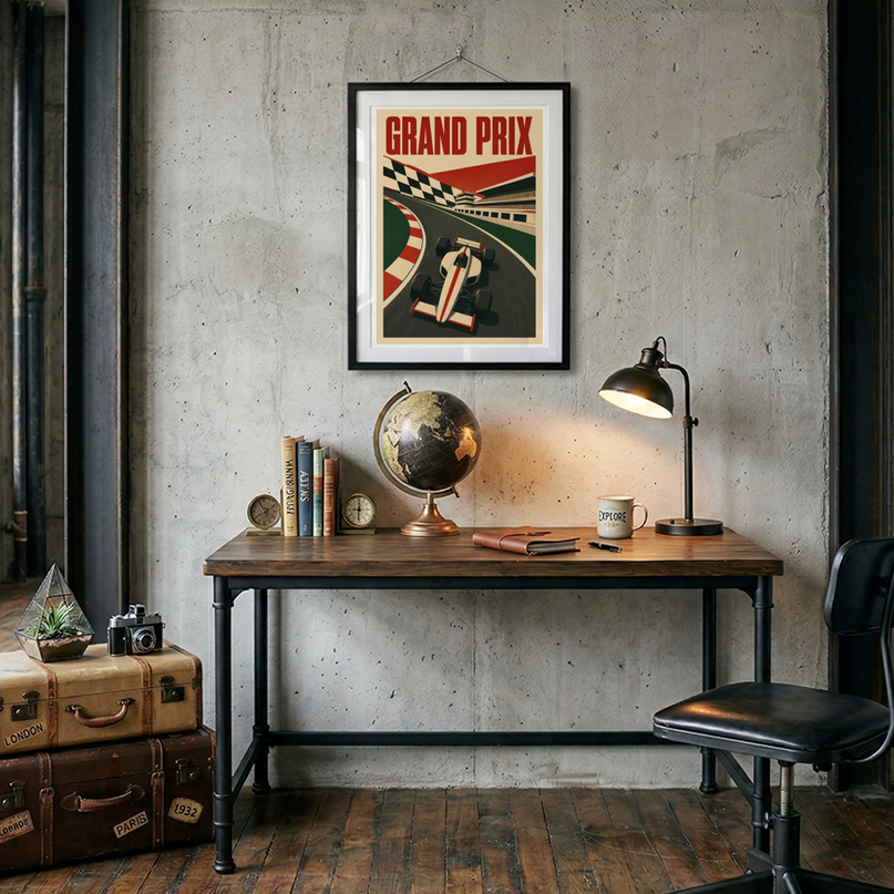affiche grand prix f1 style affiche de course historique