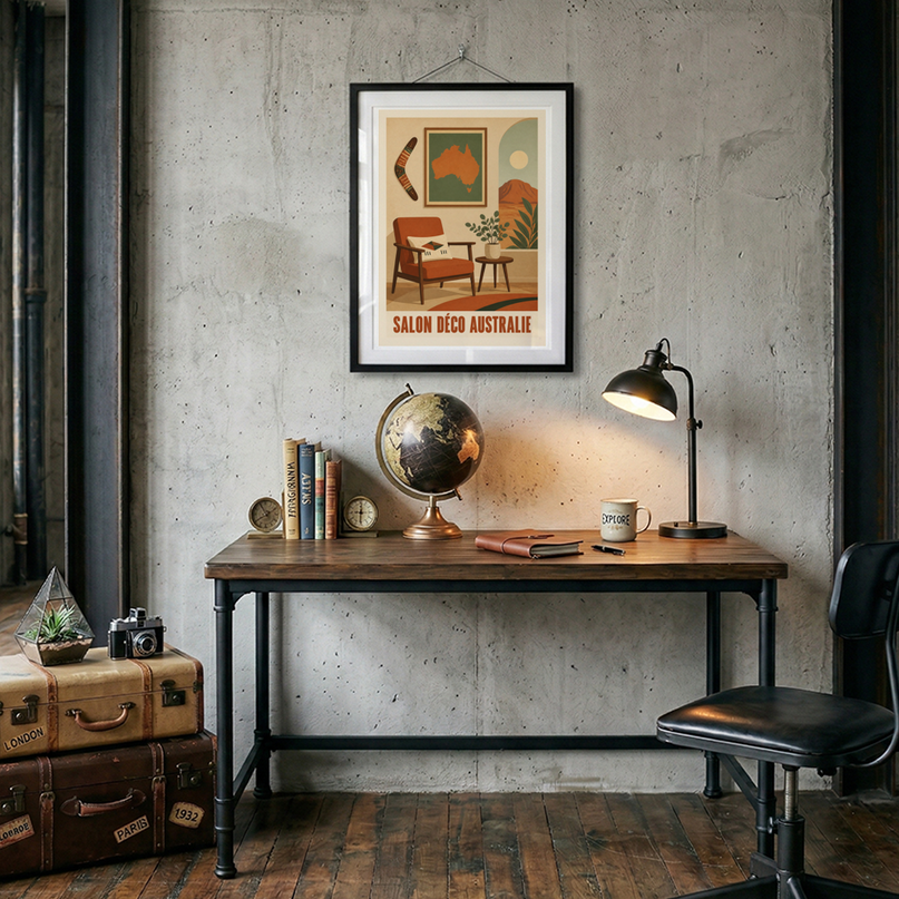 affiche salon déco australie vintage