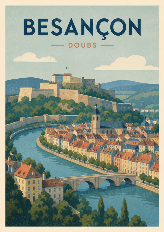 affiche besançon ambiance rétro pastel