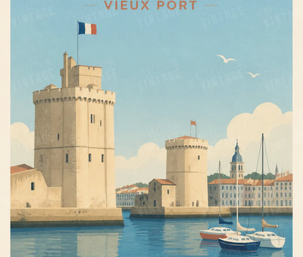 affiche la rochelle bord de mer illustration