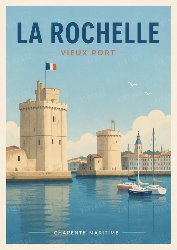 affiche la rochelle bord de mer illustration