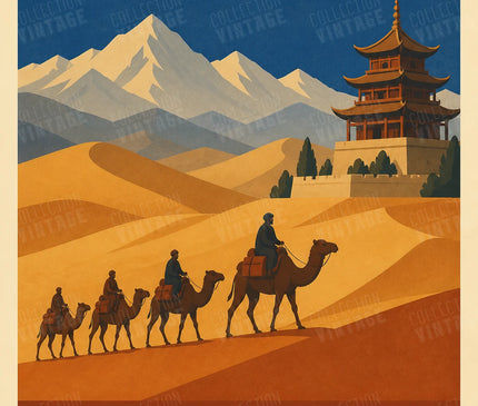affiches chine caravanes route de la soie